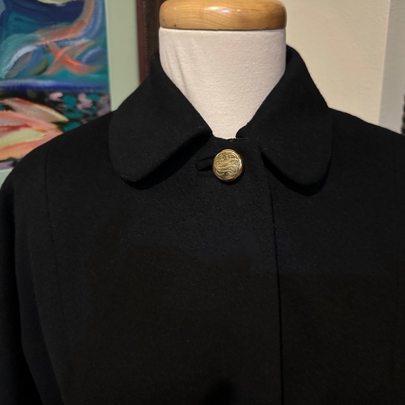 Blk  Fine Wool Vintage 1960s  Mod Style Black Coat w/ Beautiful Gold Buttons - Picture 4 of 16